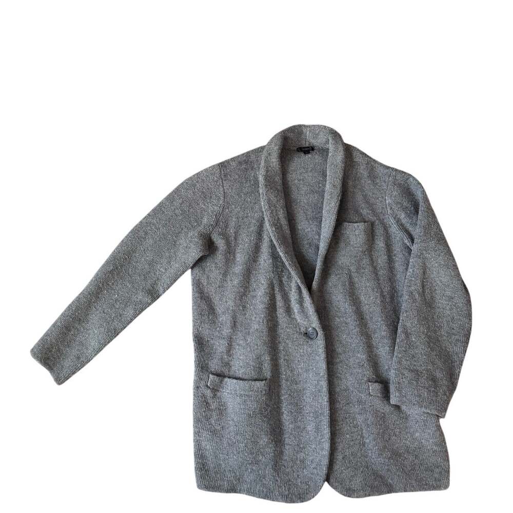 J.Crew | Wool Shawl Heavy Knit Cocoon Grey Cardigan Blazer | Size Large